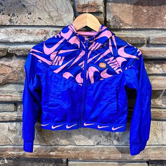 Nike AOP Blue and Pink Windbreaker Jacket - Picture 1 of 9